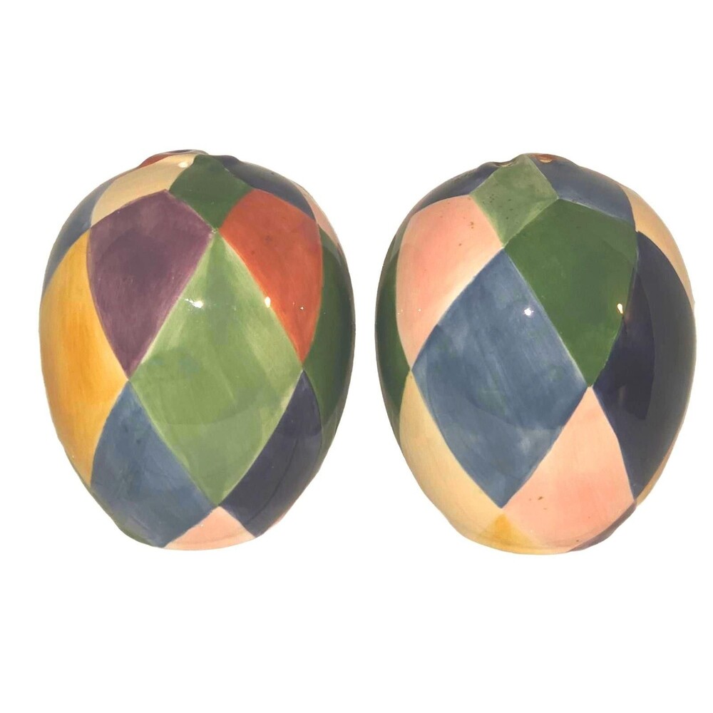 Tabletops Unlimited Carnival Salt & Pepper Shakers Hand Painted
